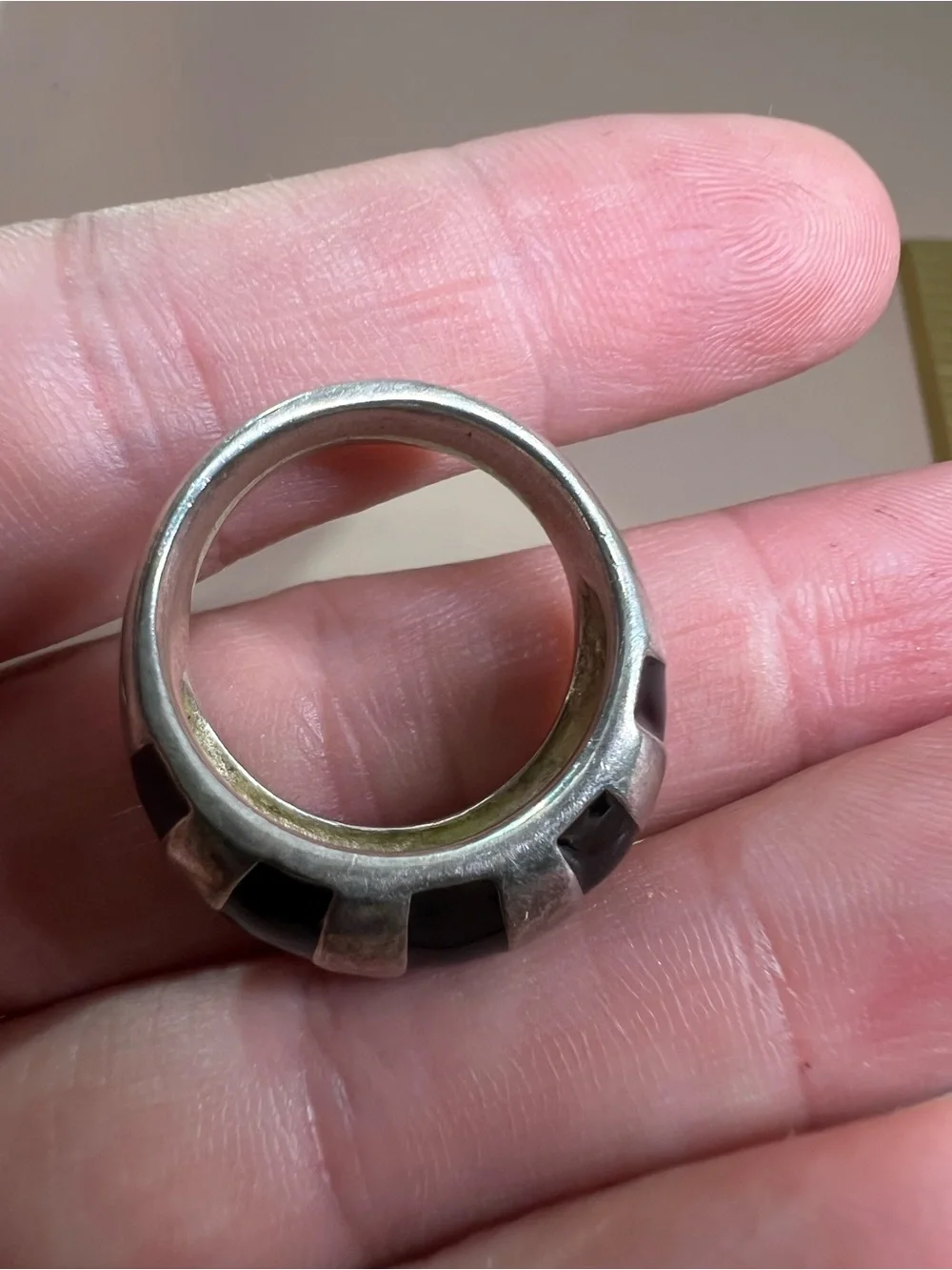 Sterling Silver Black Onyx Inlay Dome Ring